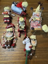 Vintage Hershey?s Kurt Adler Elf Ornament Lot ? Bed, Swing, Mailbox more