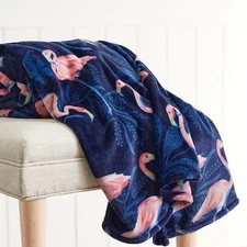VERA BRADLEY 🦩 Plush Throw Blanket 80x50" 🦩 FLAMINGO PARTY #23653-1847 NWT