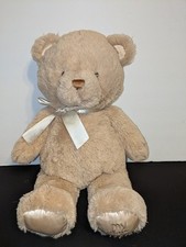 Baby Gund My First Teddy Bear Tan 14" Plush Satin Bow Stuffed Animal Unisex