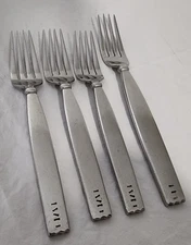 SASAKI - ZIG ZAG-STAINLESS - 3 SALAD FORKS & 1 DINNER FORK - FLATWARE SILVERWARE
