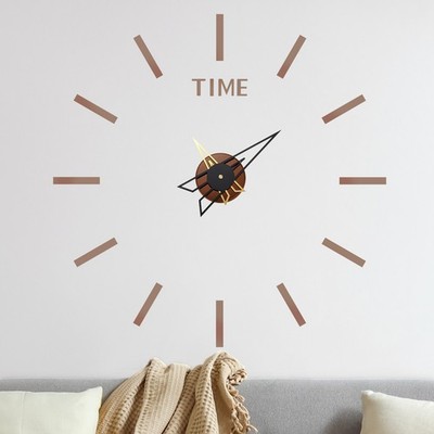 1-Pack 3D DIY Wall Clock,28 Inch Frameless Clock with No Number for Home, Brown