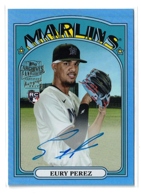 2023 Topps Archives BLUE Foil RC AUTO Eury Perez! Marlins! Rookie! Autograph /25