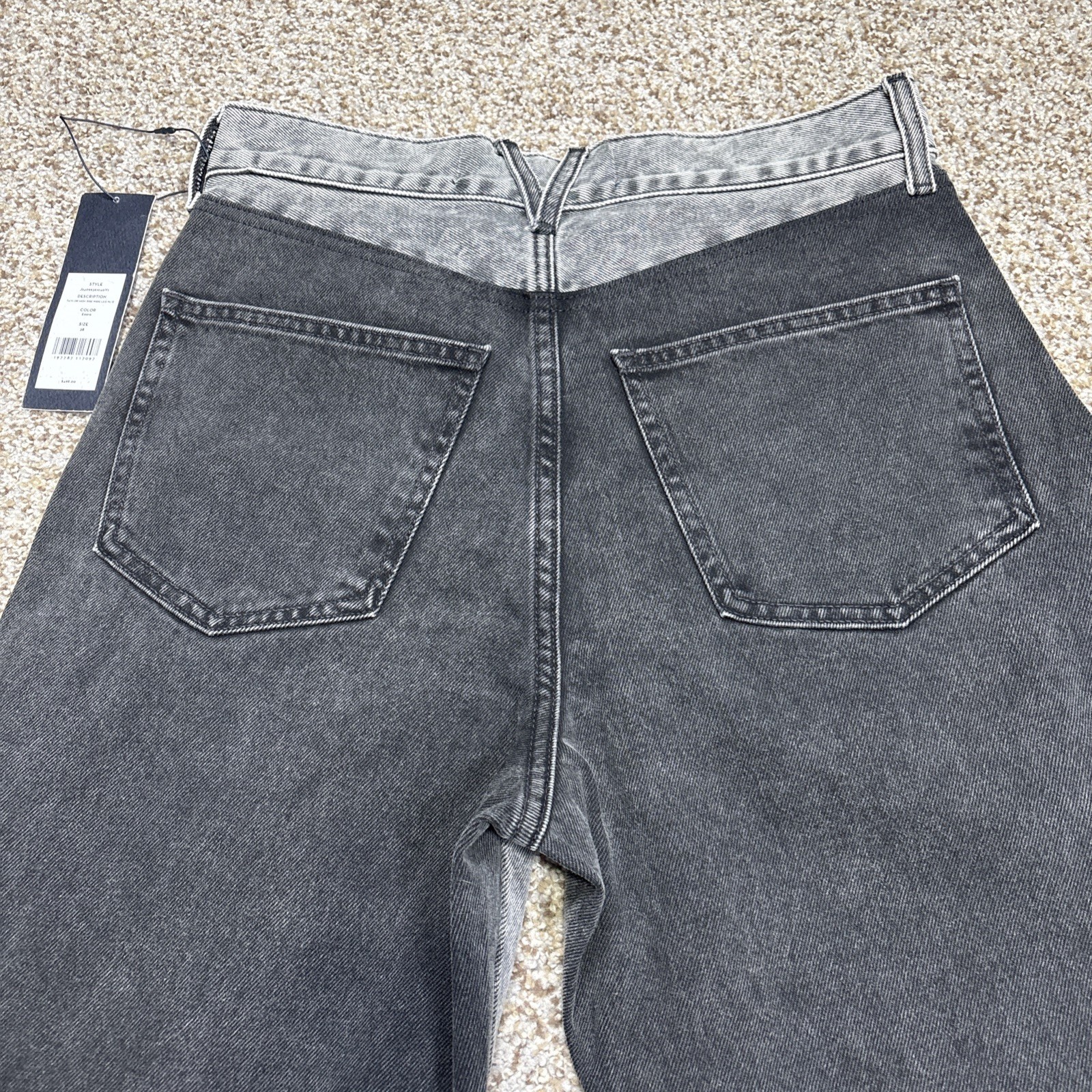 NWT Veronica Beard Women's Taylor High Rise Wide Leg Jeans Two Tone Gray 28 X 31 - View 18