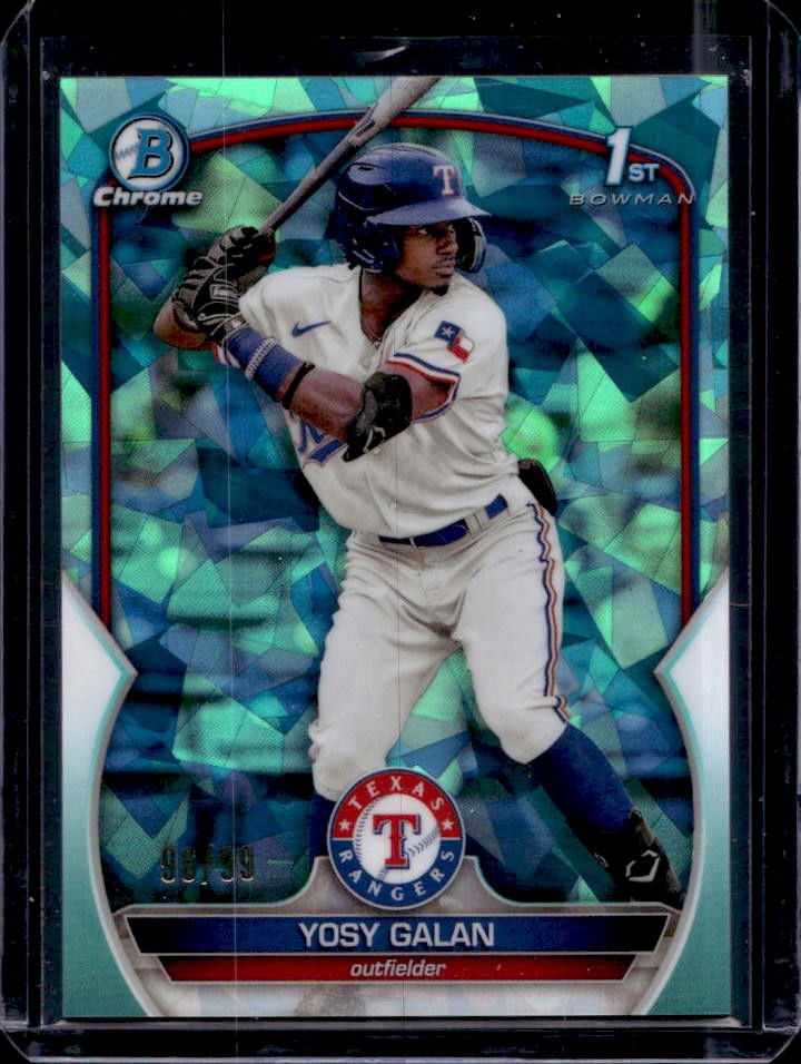 2023 Bowman Chrome Sapphire Yosy Galan Aqua 1st #96/99 Rangers