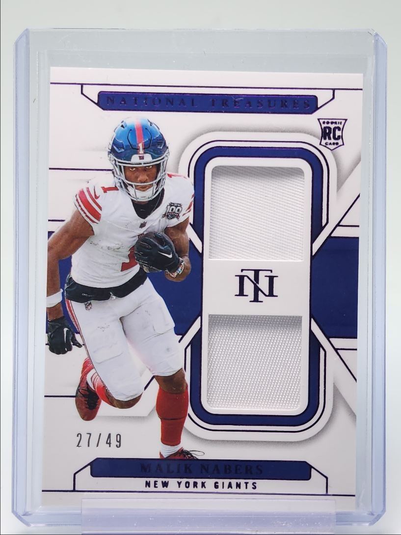 MALIK NABERS 2024 NATIONAL TREASURES ROOKIE DUAL PATCH PURPLE RC /49 Q5099