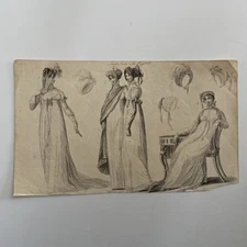 Antique engraving 1806 Regency Fashion Plate London Fashions May Gowns Bonnets