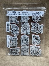 Stampers Anonymous Tim Holtz Cling Stamps - Mini Blueprints 9 - CMS425 - New