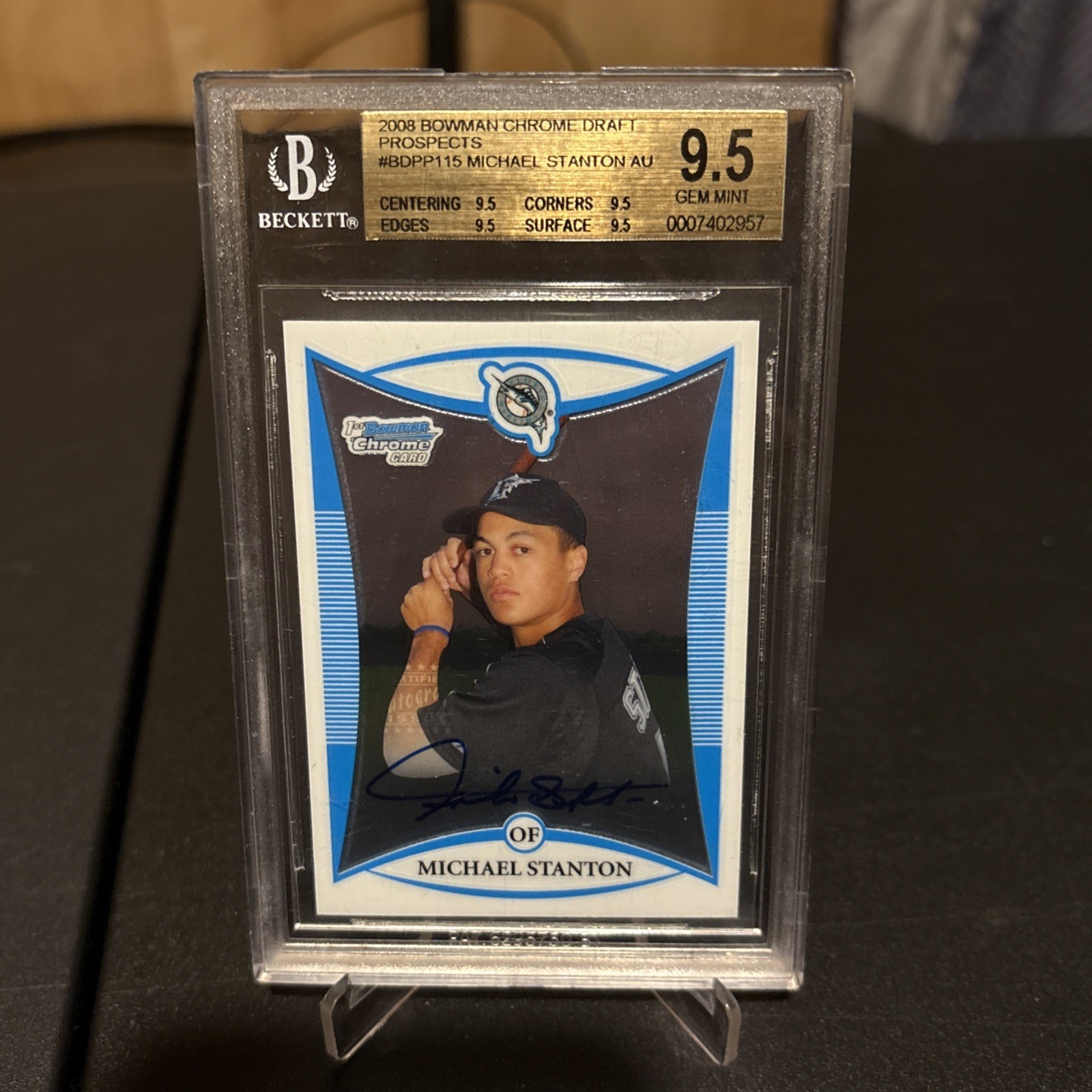 2008 Bowman Chrome Giancarlo Stanton Auto BGS 9.5 Draft Picks Prospects #BDPP115