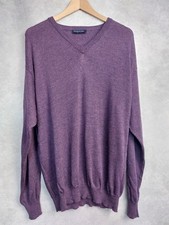 Peter Gribby Jumper Size Large 100% Merino Jumper, V Neck, purple Non Itchy Knit
