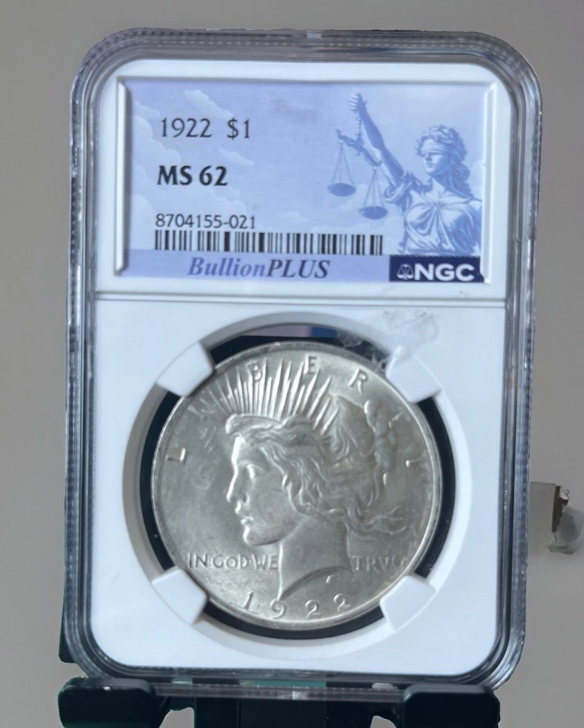 Silver MS 62 Graded 1922 Year Peace Dollars (1921-1935) for sale