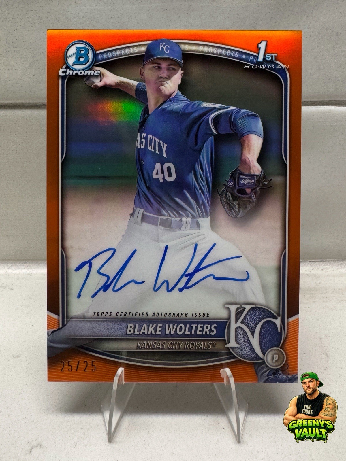 2025 Bowman Chrome Blake Wolters 1st Orange Refractor Auto 25/25 #CPA-BW Royals