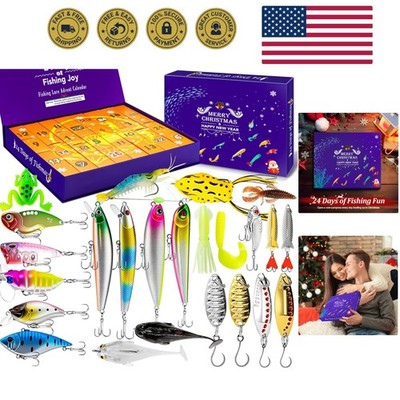 Fishing Advent Calendar 2025 - Christmas Countdown 24 Days Fishing Lures Gift...