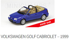 Volkswagen 1999 Golf Cabrio Convertible Blue 1/43 Minichamps 430 058333