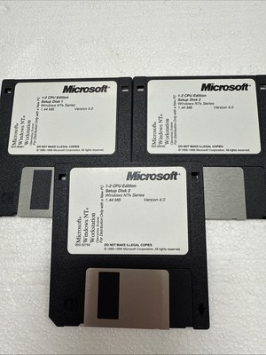 1996 Microsoft Windows NT Workstation 1-2 CPU Edition 3.5'' Floppy Disks Untested