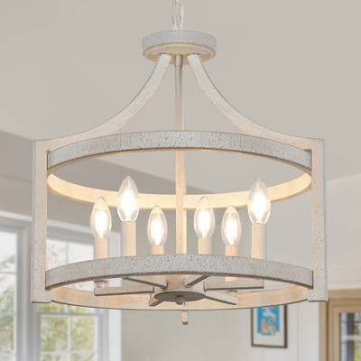 Farmhouse 6 Light Candle Chandelier Pendant Fixture Dining Room Kitchen Island