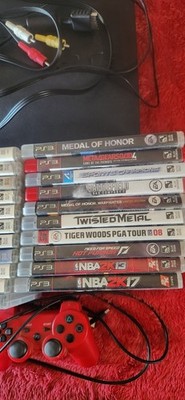 Ps3 Slim Cech-2501A Console 160GB PS3 Bundle 20 Games 1 Controller Lot w/ Move