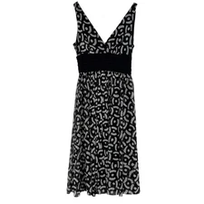 Vintage Mixit Womens Midi Dress Sheer Black White Whimsygoth Rockabilly Size 4