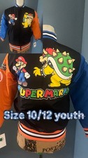 Nintendo Super Mario Bomber Jacket Youth 10/12 Colorblock Mario Bowser Zip