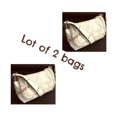  Lot If 2 Bags  Topshop Quilted Shoulder Bag Purse Ivory Light weight
