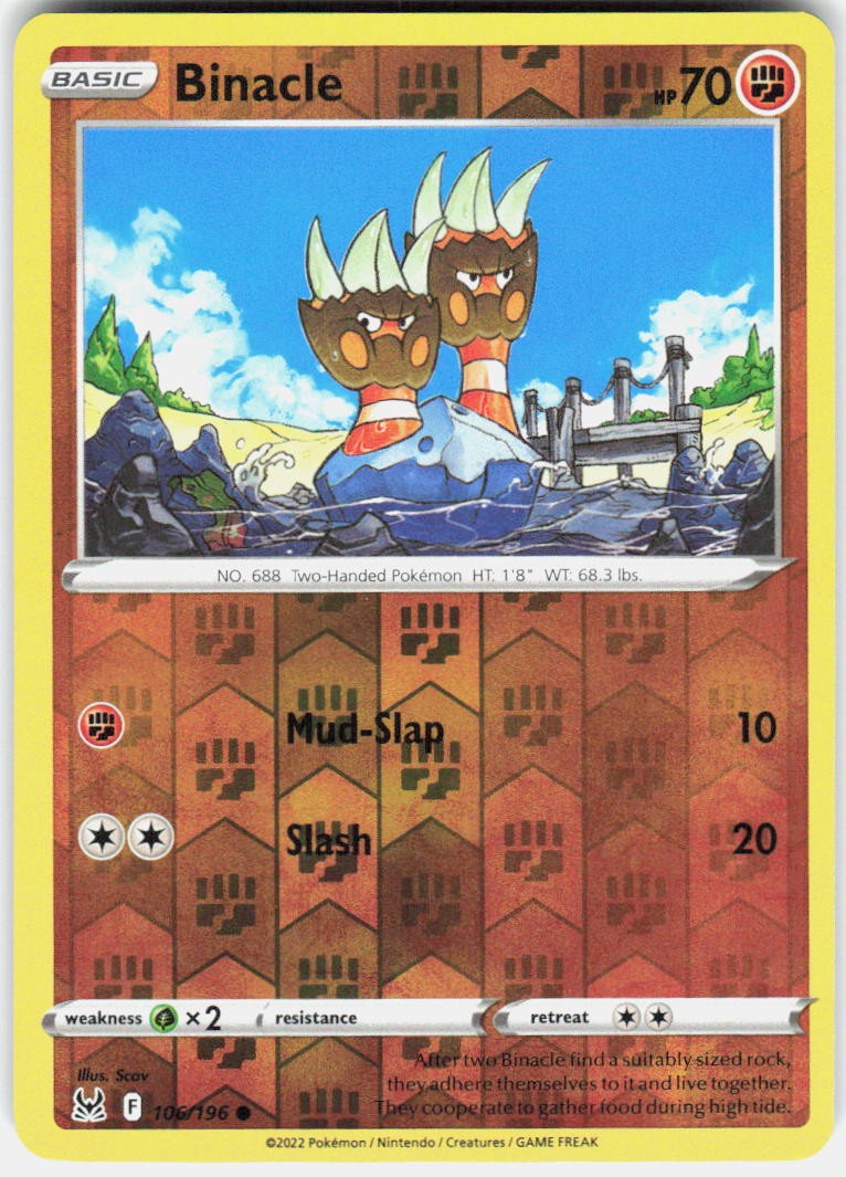 Binacle 106/196 Common Lost Origin Pokemon Reverse Holo Near Mint