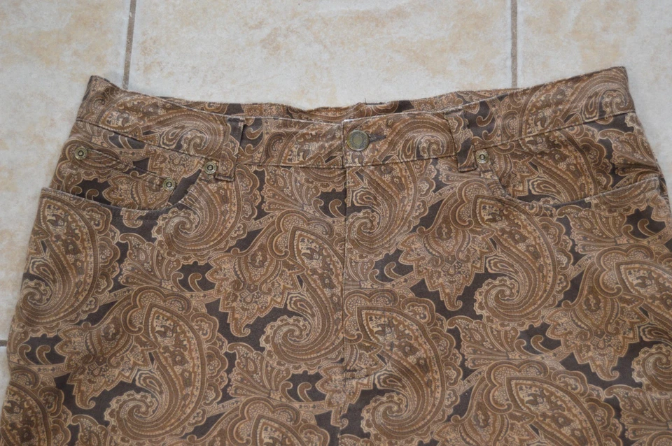 Pantalones elásticos Jones New York Sport estampado cachemir marrón talla 12 Foto 2 de 4