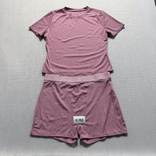 Ribbed Knit Short Lounge Two Piece Set Women Sz Xl Pink Pre-Owned