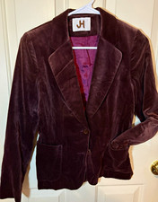 VTG 70s JH Collectibles Brown Velvet Blazer Jacket Sz 4 Burgundy Wide Peak Lapel