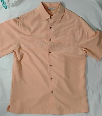 Paradise Collection Men's Hawaiian Shirt Size M Rayon CLASSY EMBROIDERY PALMS