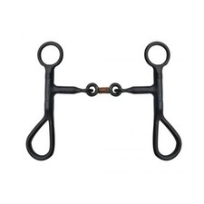 DOGBONE BIT Black Steel Copper Wrapped Swivel Cheeks 5" Mouth 6" Curved Shank