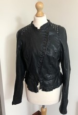 Karen Millen Size 10 military Victoriana asymmetric peplum Real Leather Jacket