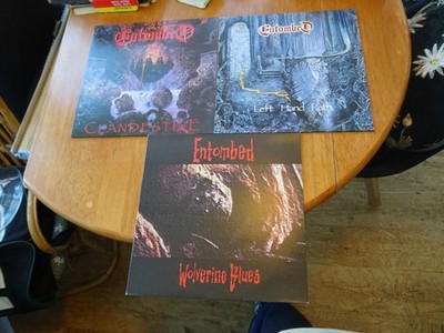 3 x MINT Entombed Vinyl LP Records - WOLVERINE BLUES, LEFT HAND PATH CLANDESTINE