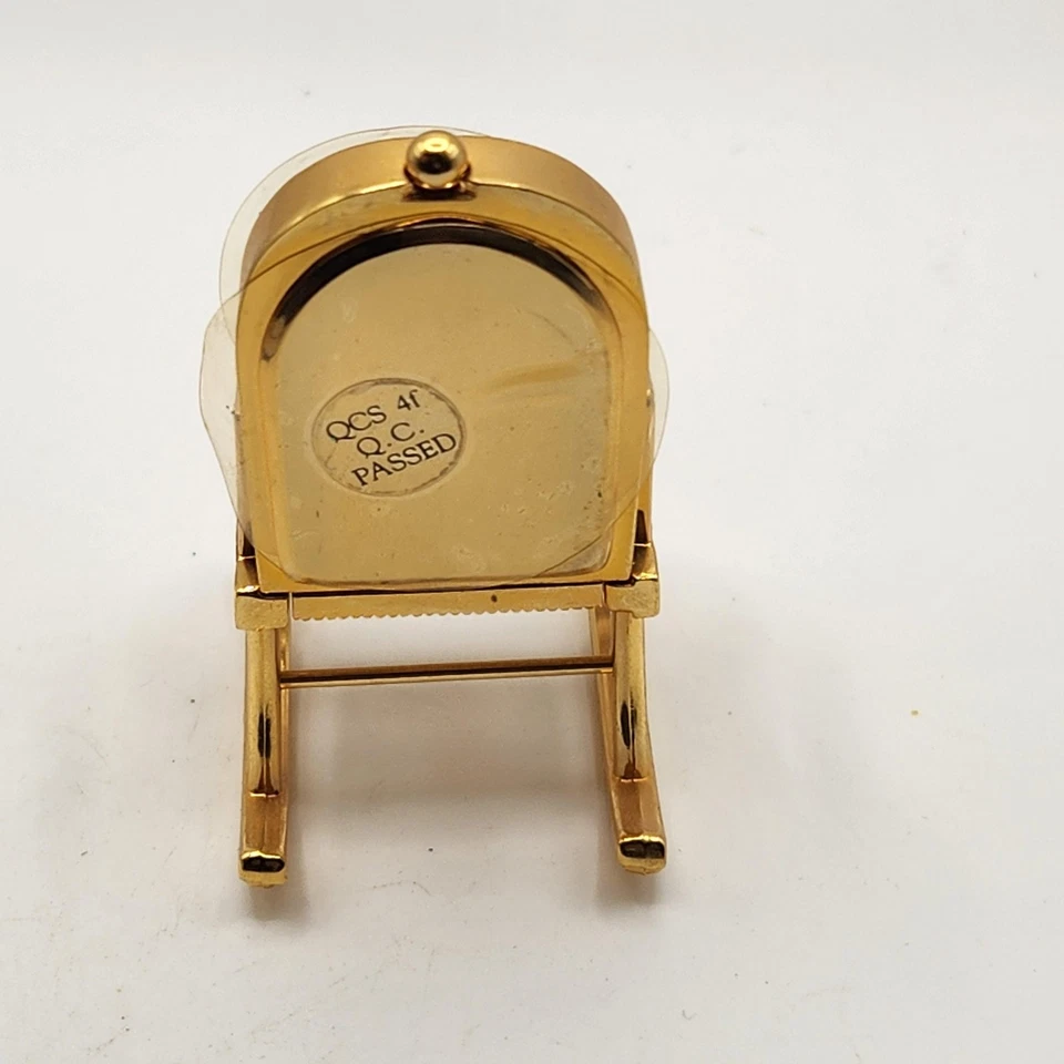 Timex Miniature Rocking Chair Quartz Desk Clock Gold Tone Japan Movement Novelty - Image 3 of 4