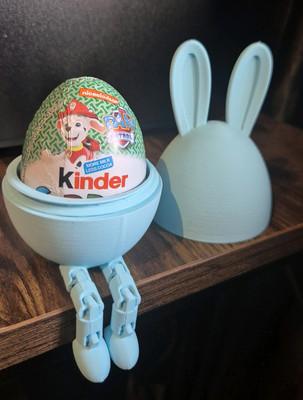 3D gedrucktes Osterei, Creme Kinder Ei Hase Kaninchen Halter Geschenk, Ostereiersuche