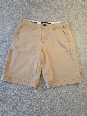 Mens Hollister Shorts Epic Flex Size 26 Tan Beige Flat Front Pockets Teen School