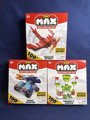 Lot Of 3- Zuru Max Build More Sets- Dragon Attack -Space Hunter -Knight's Castle