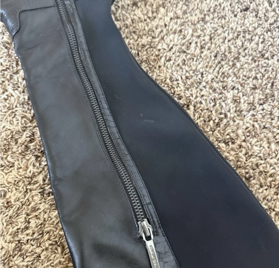 Botas hasta la rodilla Donald J Pliner para mujer de cuero negro con cremallera talla 9 Vannah Foto 3 de 4