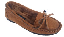 Kids Faux Suede Camel Color Moccasin Slip On Soft Fur Lined Flats,Cute And Comfy