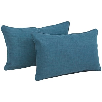 Blazing Needles Indoor/Outdoor Rectangular Corded Throw Pillow, 18'', Sea Blue...