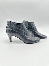 Chanel Cc Logo Quilted Leather Captoe Booties Black Size 38