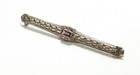 Vintage 10k Gold Sim Amethyst Pin Brooch Baguette Cut — photo 7
