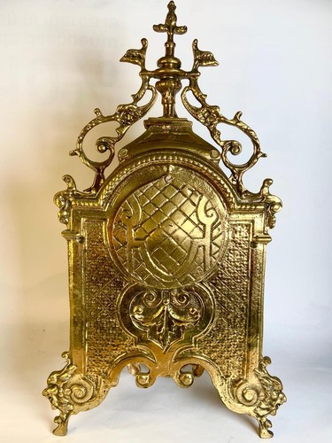 Reloj despertador mecánico de mesa de bronce dorado del siglo XX - Imagen 2 de 3