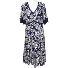Rabbit Rabbit Rabbit Midi Dress Womens Size 12 Soft Floral Lace V-Neck Fit Flare