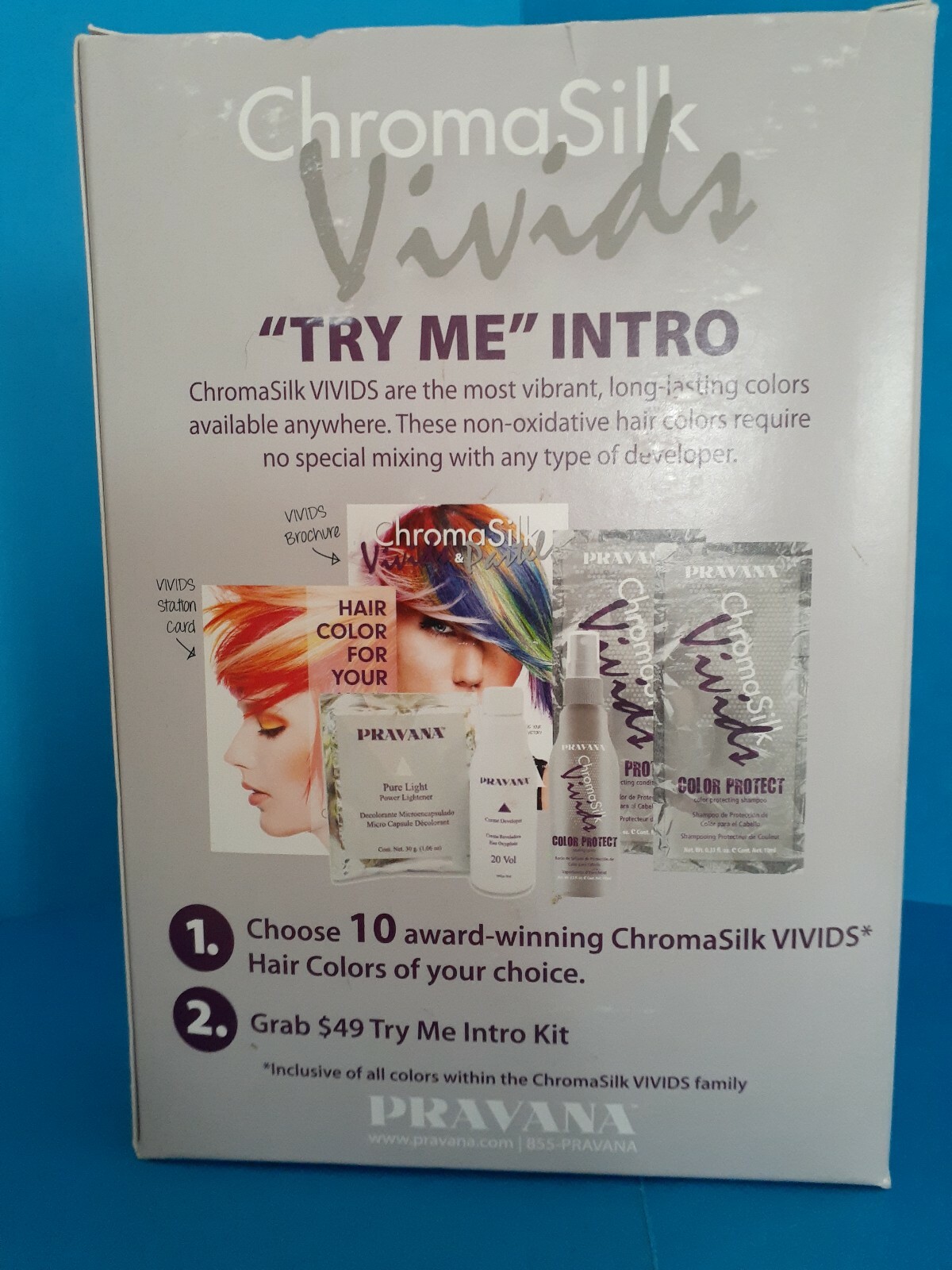PRAVANA Chromasilk Vivids Try Me Kit, Lightener, Developer, Samples, Charts, etc