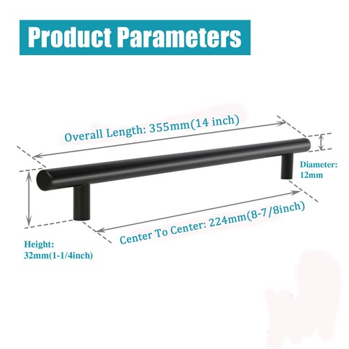 Matte Black Kitchen Cabinet Handles Square/Round Drawer Knobs T Bar Pull Handles - Picture 16 of 24