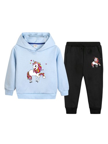 Unisex Kids Outfit Cotton Set Soft Tracksuit 2Pcs Clothes Pullover Sweatshirt - Picture 31 of 36