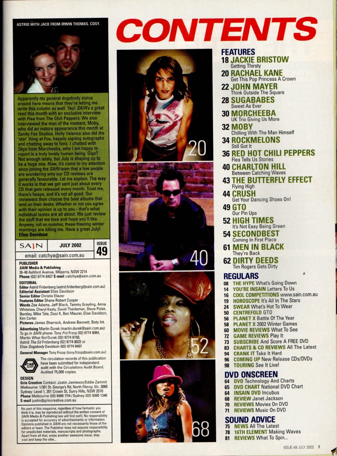 Sain (Sanity magazine) July 2002 Red Hot Chili Peppers + John Mayer
