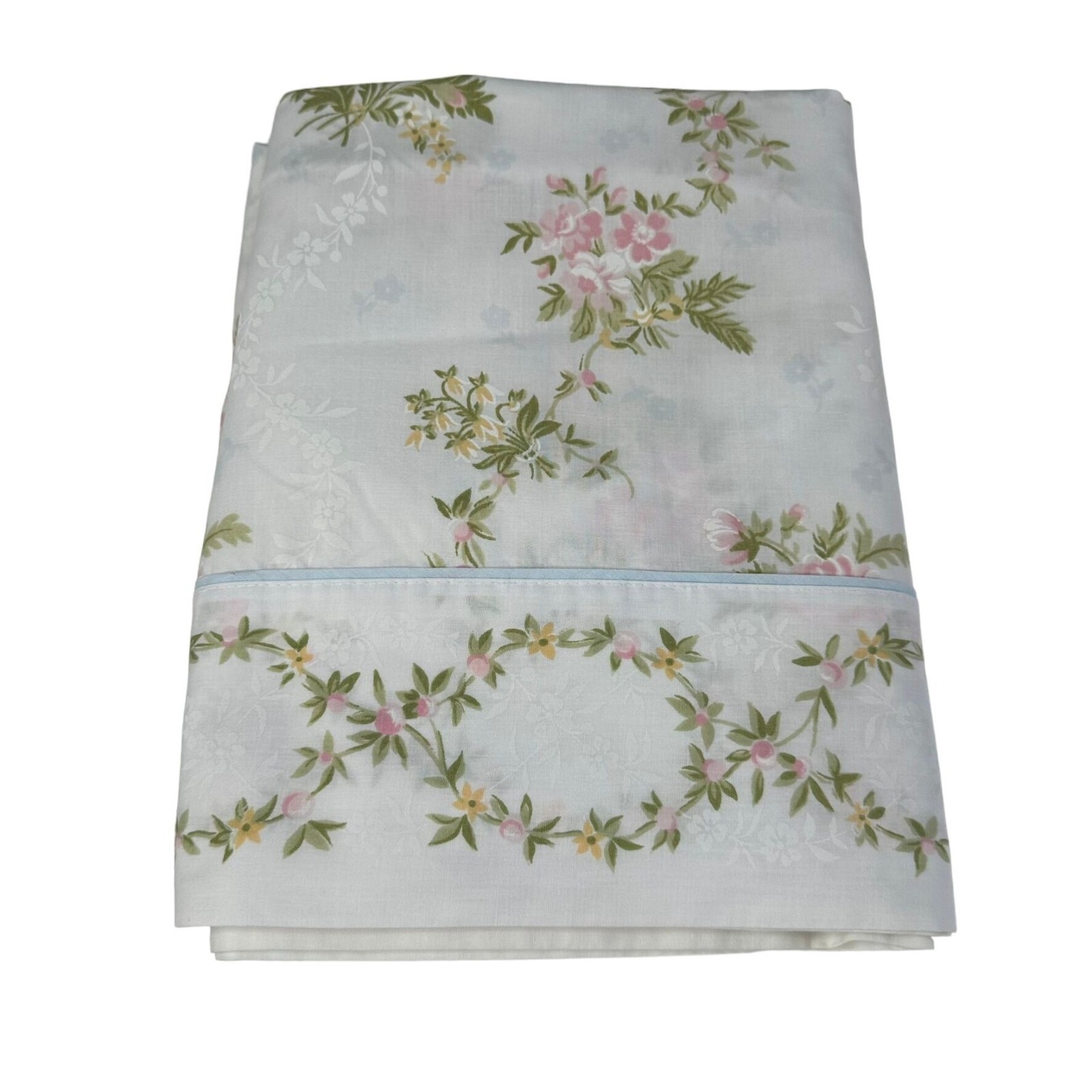 VTG Floral Twin Sheet Set No Iron Percale Roses Lady Pepperell Fabric