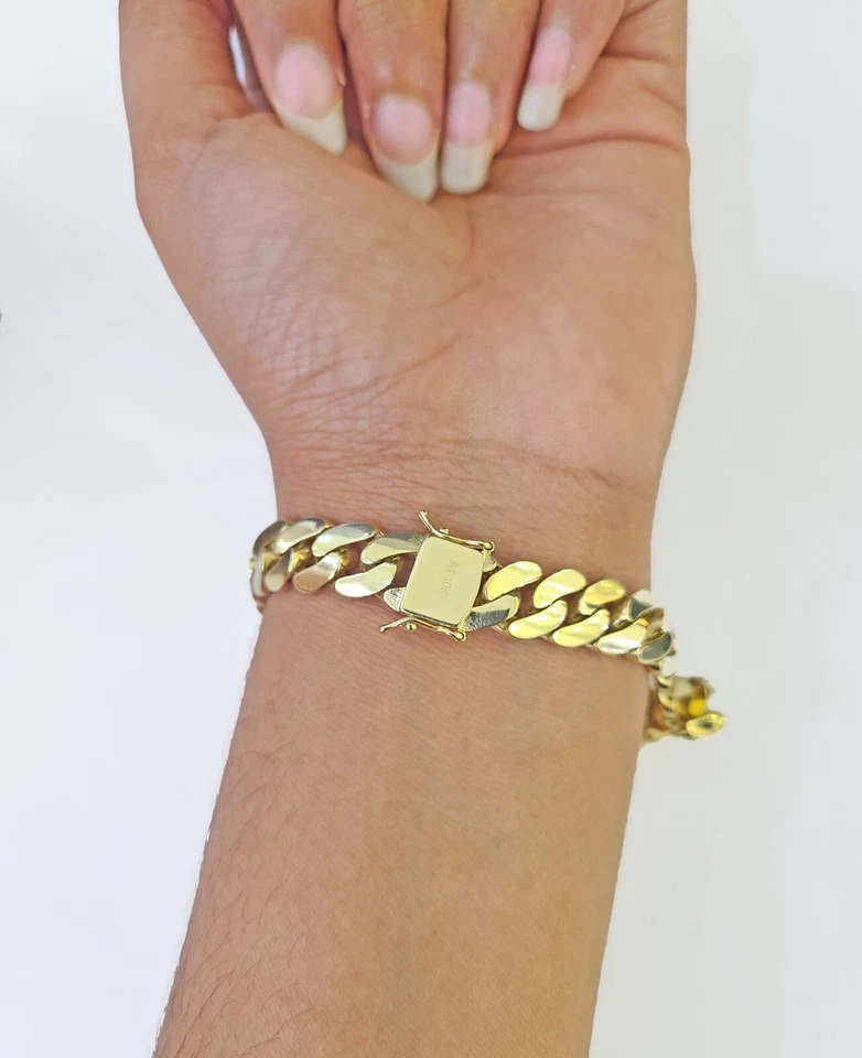 Pulsera Real 10K Real Monaco Oro Amarillo 8" Cierre Caja 9mm Genuino Foto 3 de 4