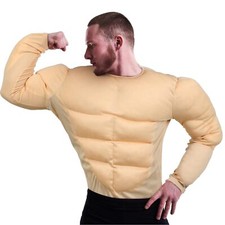 Adult Muscle Suit Costumes Muscle Shirt Halloween Costume for Men Fake Muscle...