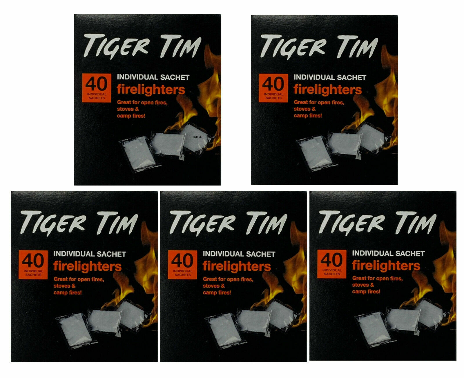 Firelighter Sachets Box 200 Eco Clean Burner Fire NO MESS Camping BBQ Odourless